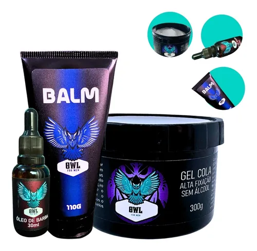 Kit Dia a Dia Owl for Men | Cabelo e Barba | Gel Cola 300g + Balm Hidratante 110g + Óleo de Barba 30ml - Imagem 2