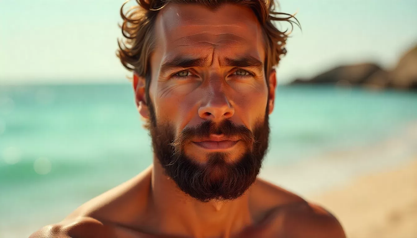 homem com barba crespa bem cuidada, estiloso