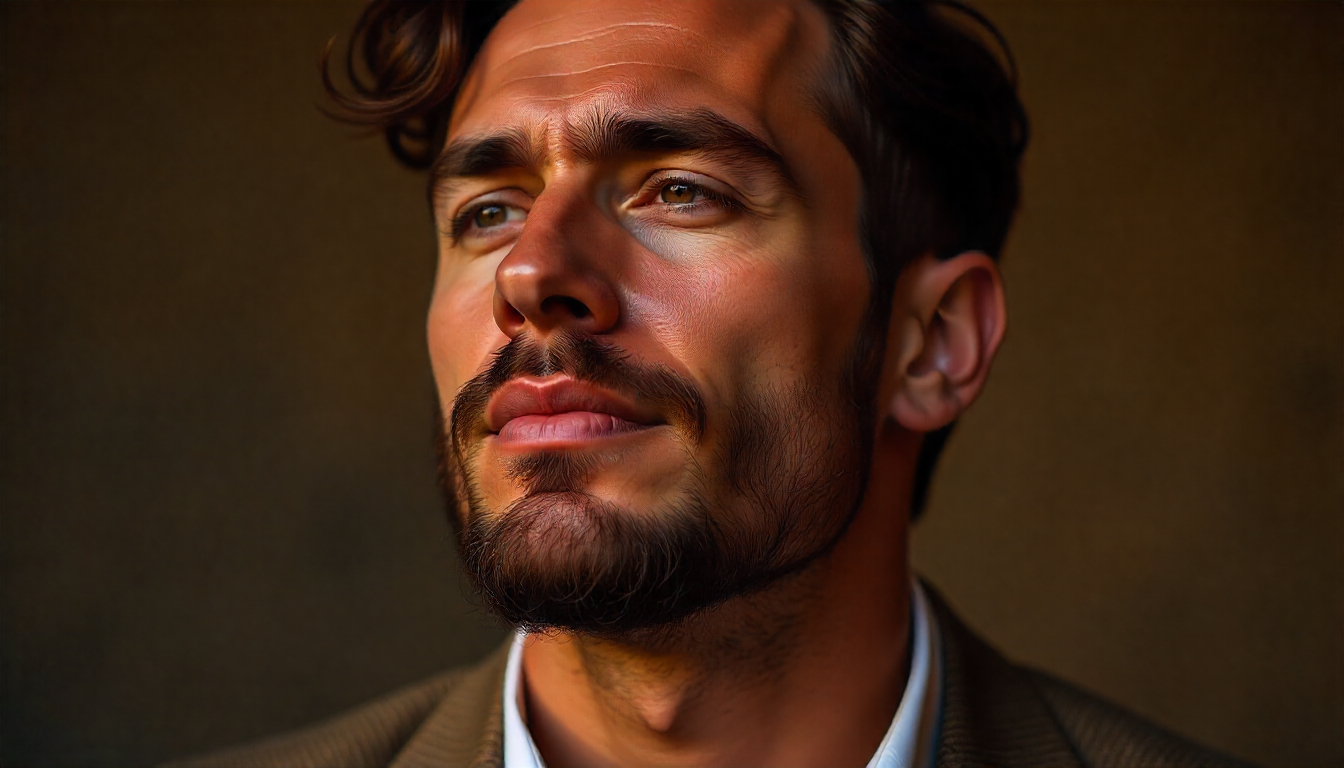 "Homem com rosto redondo mostrando barba bem modelada e cabelo alinhado, antes e depois da aplicação de produtos Owl for Men, destacando contornos e fios saudáveis."