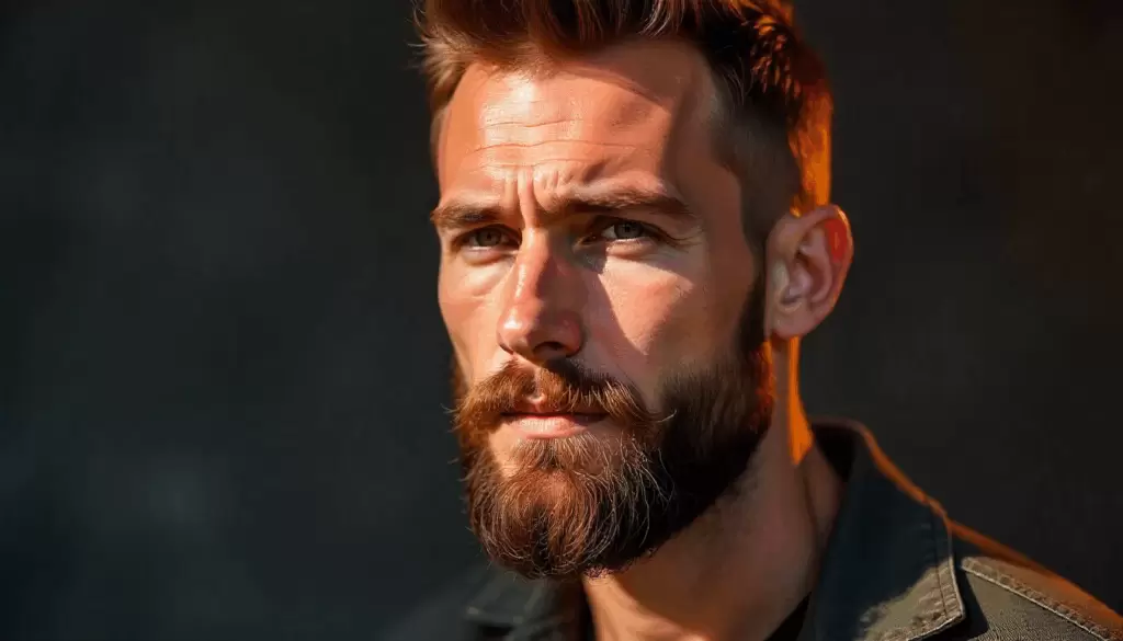 "Homem com rosto redondo mostrando barba bem modelada e cabelo alinhado, antes e depois da aplicação de produtos Owl for Men, destacando contornos e fios saudáveis."