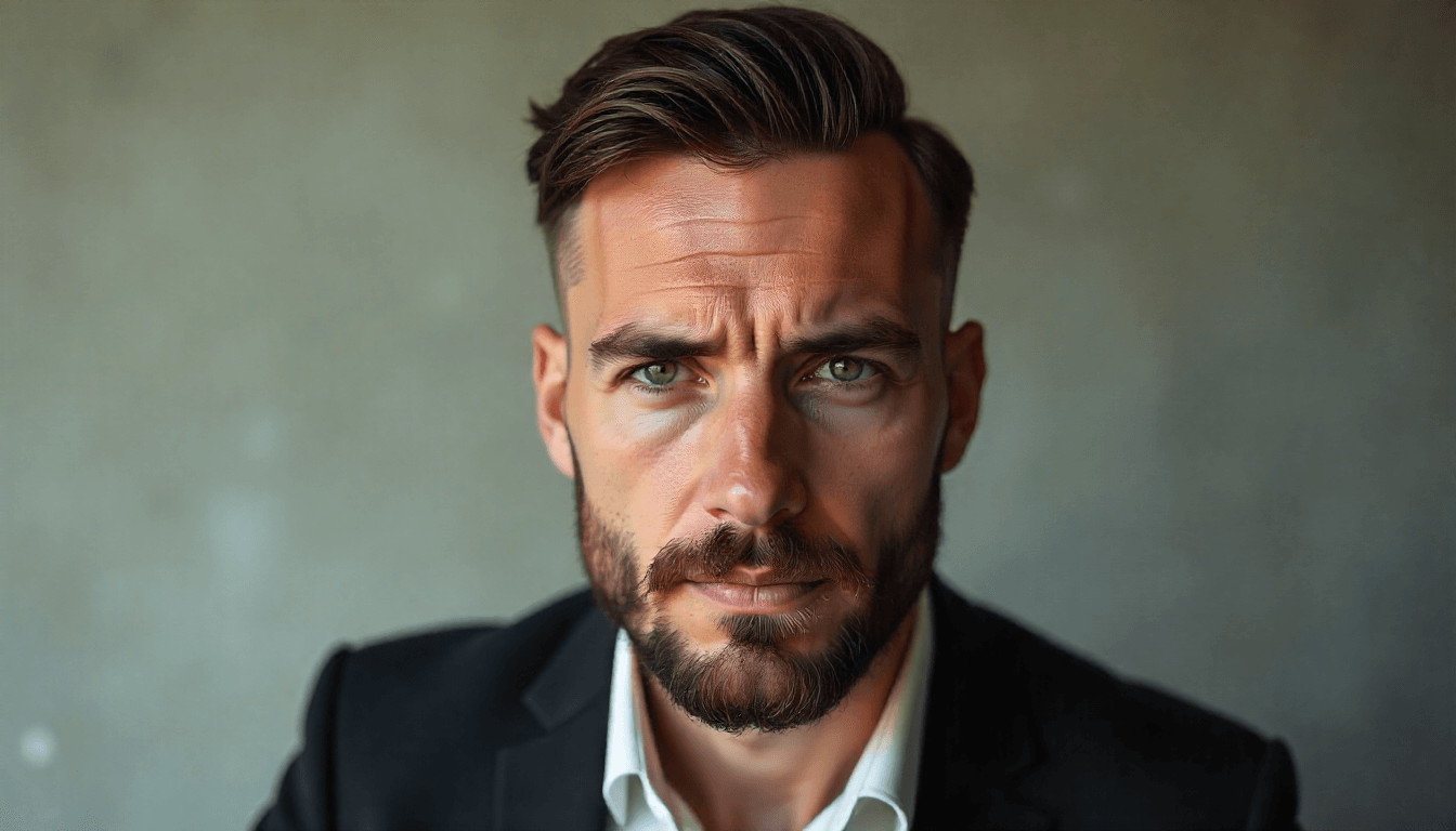 Barba Curta para Rosto Quadrado Minimalismo com Personalidade