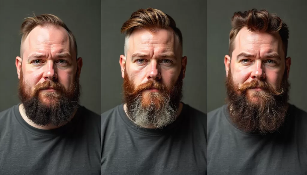 Comparação de três estilos de barba masculinos para disfarçar a papada barba