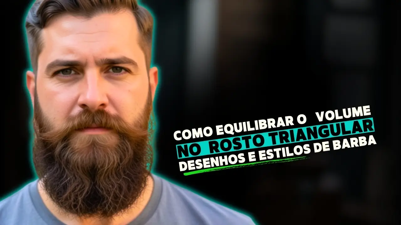 Homem de corpo inteiro com barba bem cuidada em rosto triangular, laterais controladas e contorno definido no maxilar